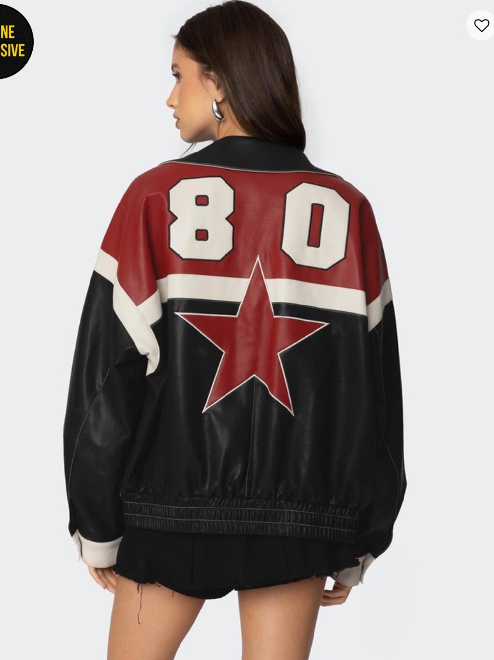 Edikted North Star Faux Leather Jacket Black Red Racing Biker Bomber M New